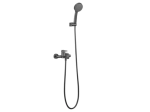 Robinet de baignoire avec douche à main. Le robinet est composé d'un corps principal en métal noir mat, offrant un aspect élégant et moderne. GARANTIE 5 ANS, LIVRAISON OFFERTE 5 à 6 Jours